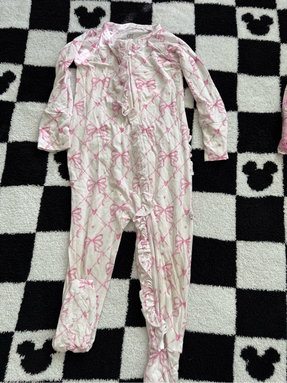 Baby Girls Pink Bow Footed One-Piece Pajamas